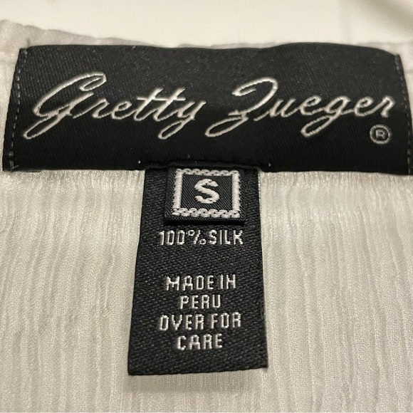 Gretty Jueger Embroidered 100% Silk Sage Maxi Skirt & Sleeveless Blouse 2 Pc Set - Picture 12 of 16